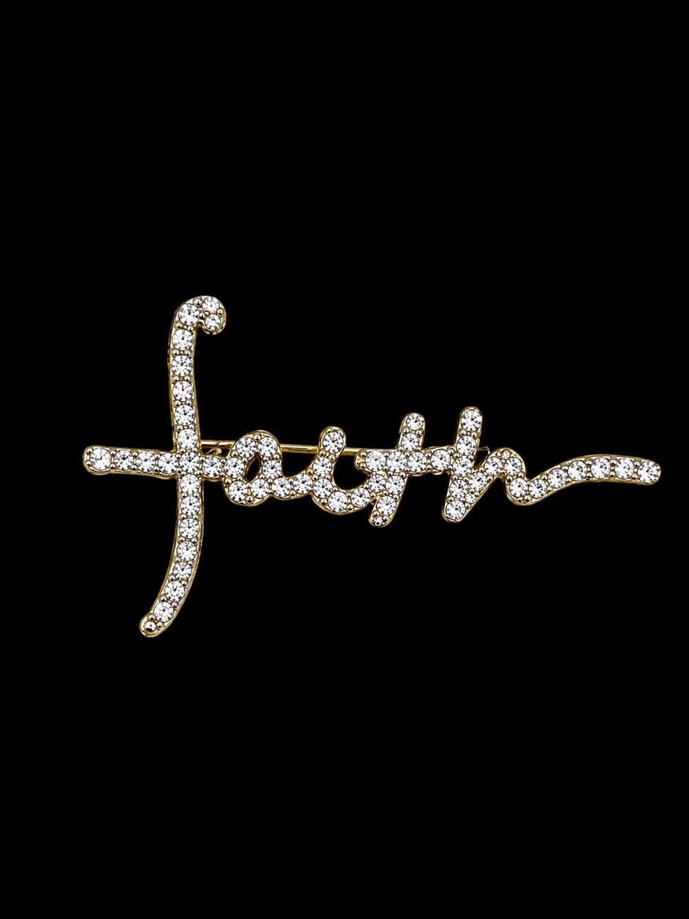 Silver Crystal Signature Script Brooch - Women Jewelry